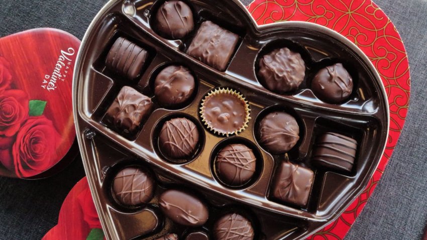 Chocolates packaged for Valentine’s Day sit on a table on February 2, 2024 in Chicago, Illinois. 