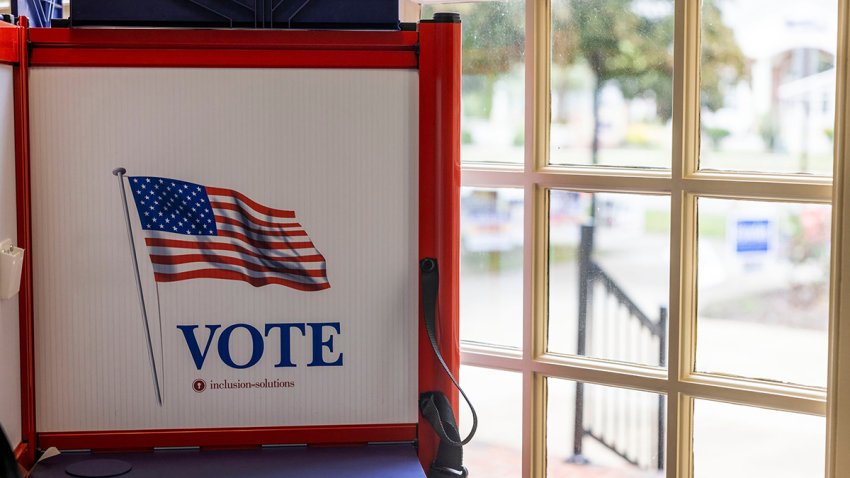 File photo. A voting booth is seen at the Office of Voter Registration and Elections in Virginia Beach during early voting on Friday, Sept. 22, 2023.